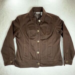 Chico's Platinum Embellished Western Rhinestone Brown Jacket Women's Size 2